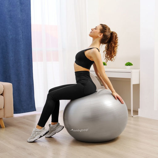 Фитбол ONLYTOP, d=85 см, 1400 г, антивзрыв, серый