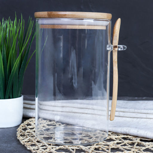 Банка с ложкой бамбуковая крышка d-80/10 см 1000 мл / LCKW2926 /уп 75/ - Галеонтрейд фото 6