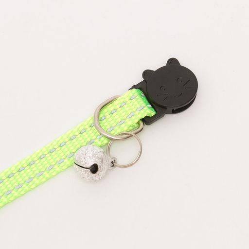 Ошейник кошачий светоотражающий, с серебряным бубенчиком, 19-32 х 1 см, зелёный - Пижон фото 6