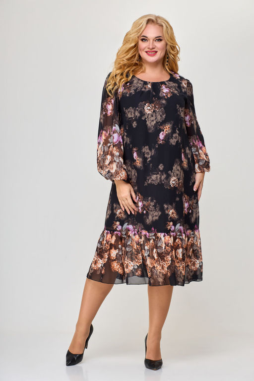 Платье Svetlana Style 1754 черный+цветы
