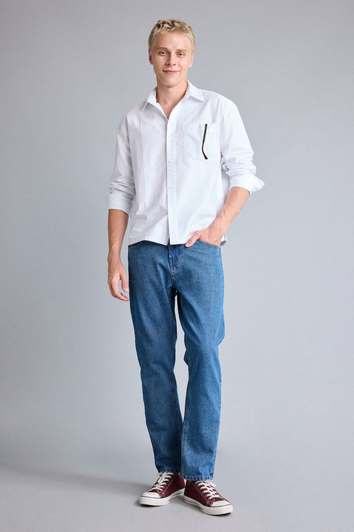 Boxy Fit Uzun Kollu _izgili G_mlek