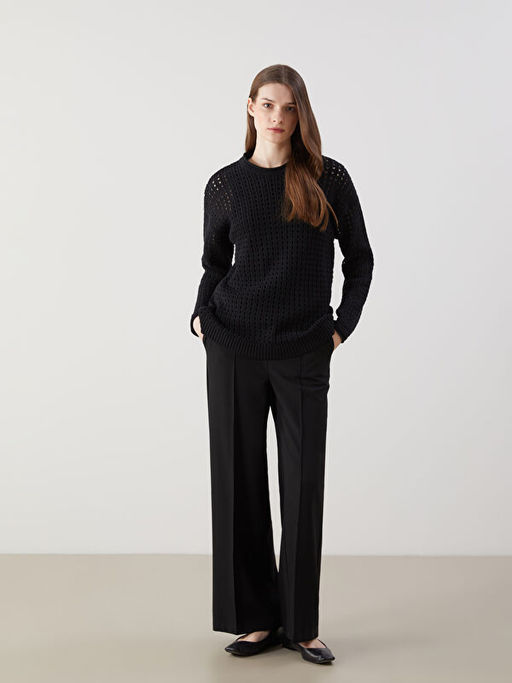 Bisiklet Yaka Ajurlu Kad?n Triko Tunik