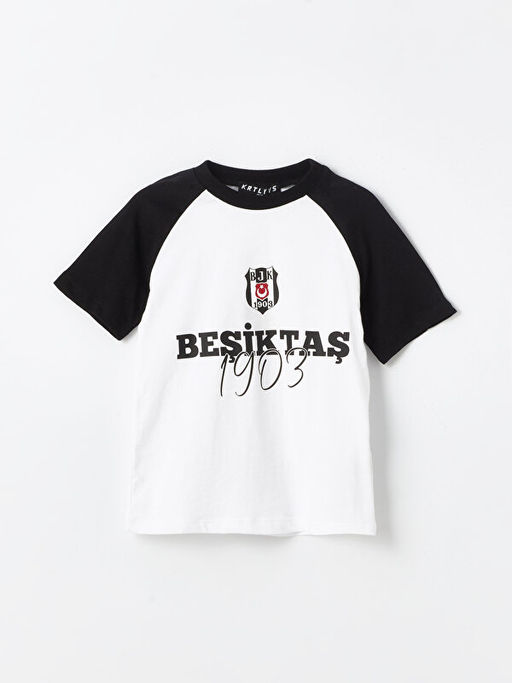 Bisiklet Yaka Be?ikta? Bask?l? Erkek Bebek Ti??rt Ve ?ort 2li Tak?m - Waikiki фото 2