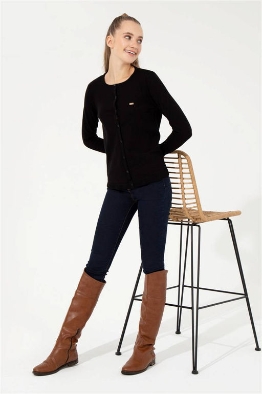 Женский черный базовый трикотажный кардиган Неожиданная скидка в корзине - U.s. polo assn фото 2