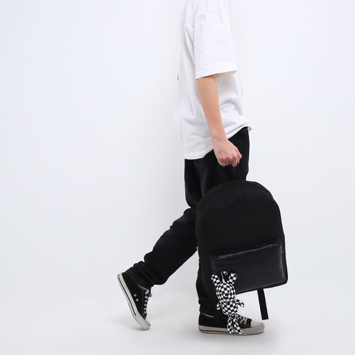 Рюкзак текстильный с карманом кожзам, 38х29х11 см, черный - Nazamok фото 12