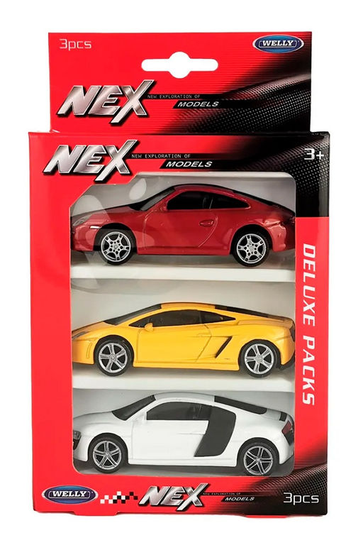 Welly. Набор машинок 1:43 "Lambo Gallardo, Porsche 911, Audi R8 Coupe" 3 шт. арт.44000-3SG(B)