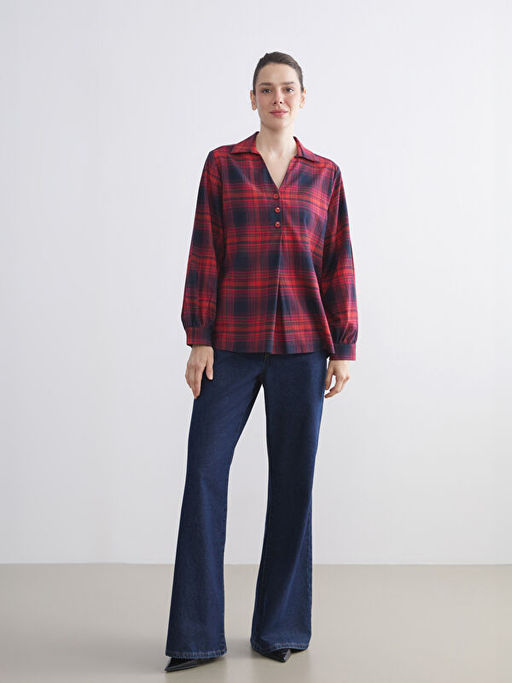 G?mlek Yaka Ekose Bluz