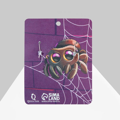 Серьги акрил Пауки в банках, цвет чёрно-голубой в серебре - Queen fair фото 3