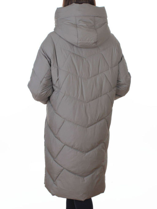 A621 GRAY/GREEN Пальто зимнее женское (200 гр. холлофайбер)