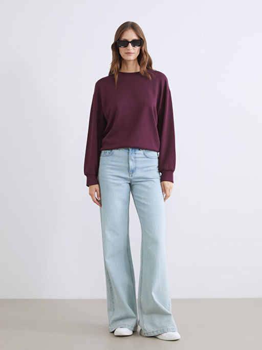 Bisiklet Yaka Oversize Kad?n Sweatshirt