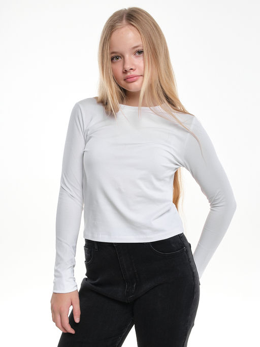 Лонгслив трикотажный для девочки 22-7700 белый - Mini maxi фото 3