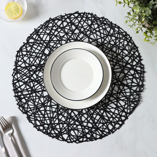 Набор салфеток сервировочных на стол Доляна Паутинка, d=38 см, 4 шт, цвет чёрный  фото 13