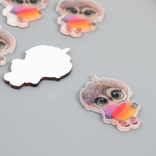 Цена за 5 шт. Декоративный элемент для творчества «Арт Узор. Совушка с сердцем», акрил, 2.3×3.7 см