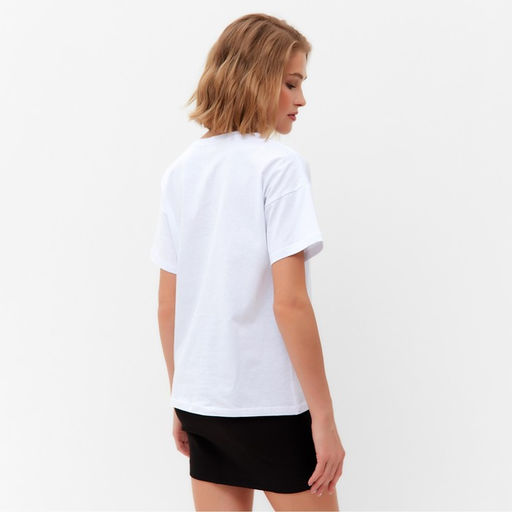 Футболка женская MINAKU с фирменным принтом, белая, размер 42