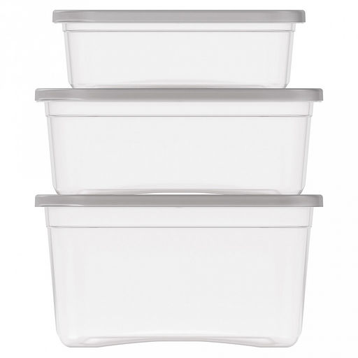 Контейнер для продуктов пластмассовый, набор 3 шт: 1л, 0,4л, 0,7л, подходит для СВЧ (Россия) - Домашняя мода фото 3