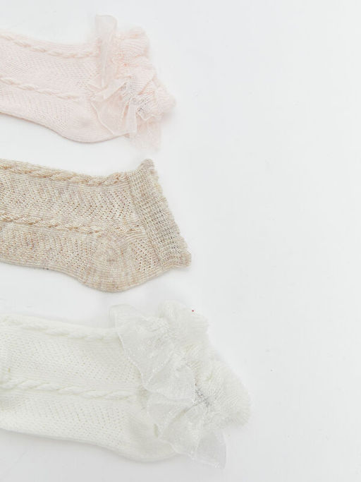 K?z Bebek Desenli Patik ?orap 3l?