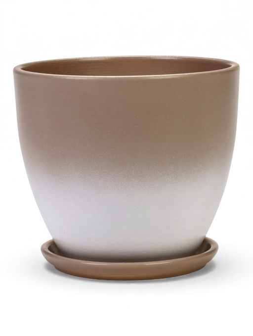 Горшок цветочный с поддоном 2,5 л, d18/h16 см капучино керамика, "Туман" (М)