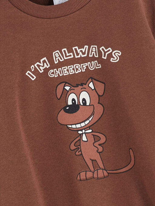 Bask?l? Erkek ?ocuk Sweatshirt ve E?ofman Alt 2li