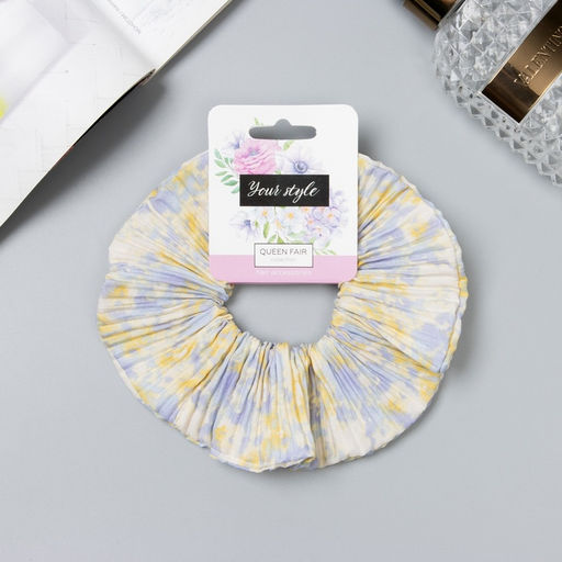 Цена за 3 шт. Резинка для волос «Орбита», жатка весна, 12 см, жёлто-голубая