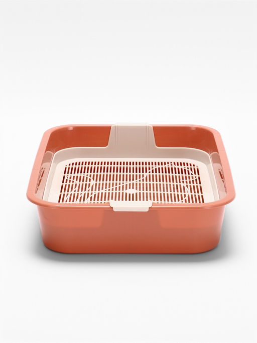 Туалет для кошек «Мур-мяу», 33×25×7 см, с сеткой, пластик, цвет коралловый
