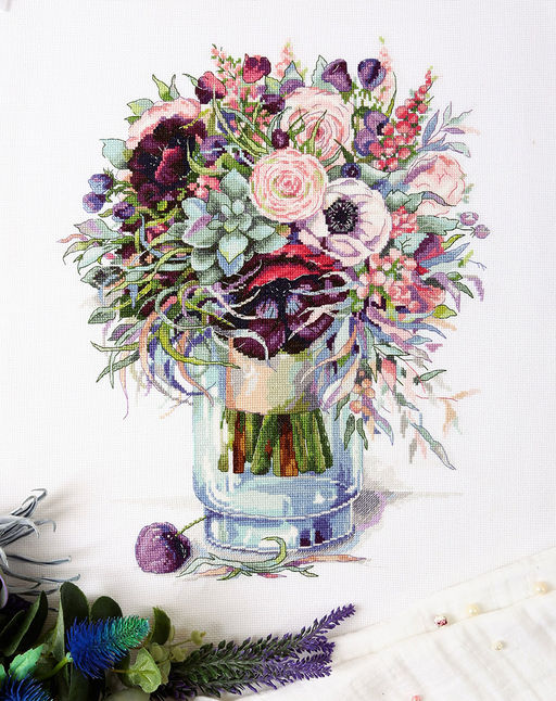 Набор для вышивания PANNA Золотая серия C-7159 Букет с анемонами 31 х 37.5 см