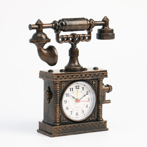 Будильник «Ретро телефон», дискретный ход, 16×5×19 см, от батарейки АА, коричневый