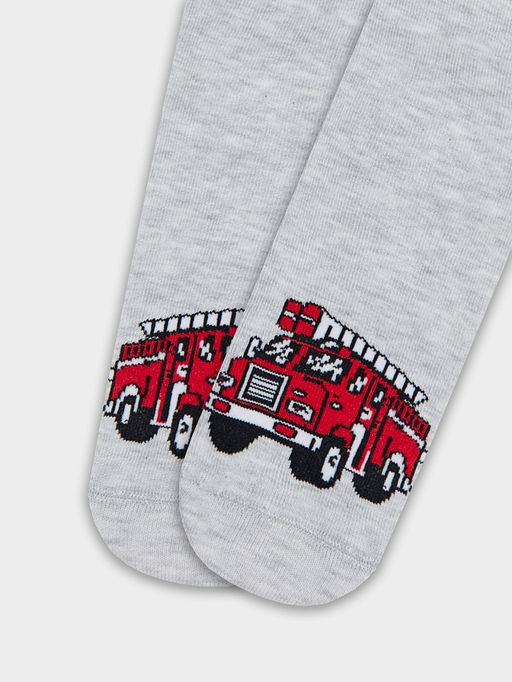 Цена за 5 пар! Носки детские оливковые с рисунком пожарной машины - Mark formelle фото 10