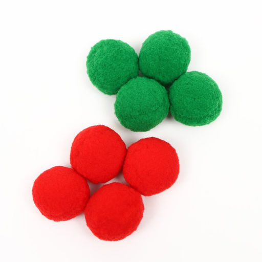 Набор плюшевых шариков для кошек, 8 шт, зелёный/красный - Пижон фото 2