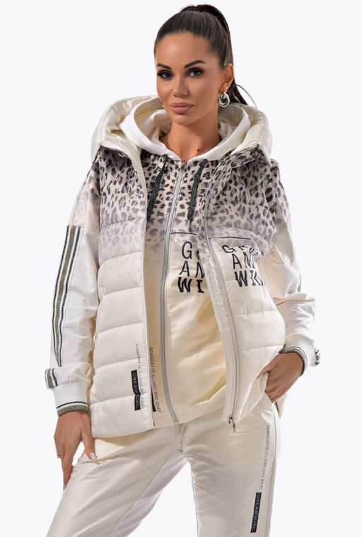 Толстовка из футера комбинированного с принтованной плащевой тканью - А+б коллекция фото 39