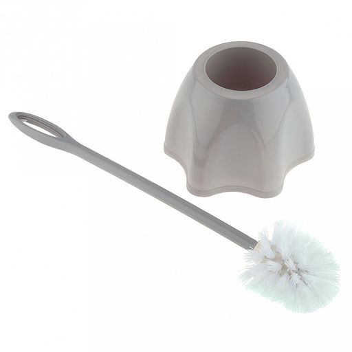 Ерш унитазный пластмассовый со съемной ручкой "Волан" 44см, с подставкой д16,5см h11,3см, серый (Китай)