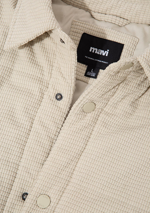 Kapitone Bej Kadife Ceket - Mavi фото 8