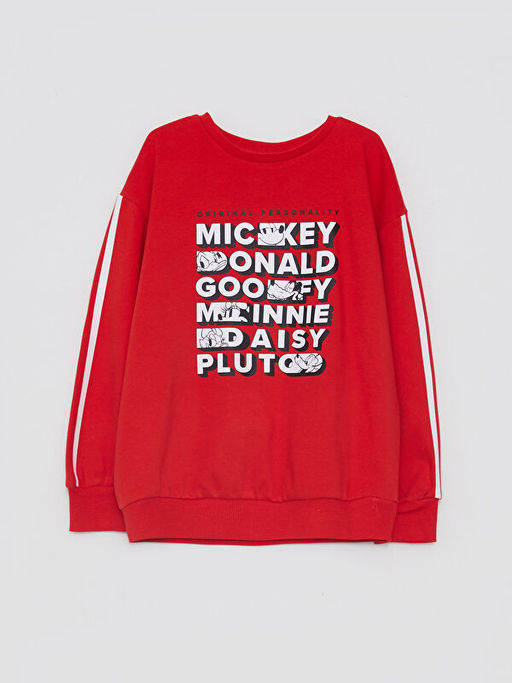 Bisiklet Yaka Disney Bask?l? Uzun Kollu K?z ?ocuk Sweatshirt