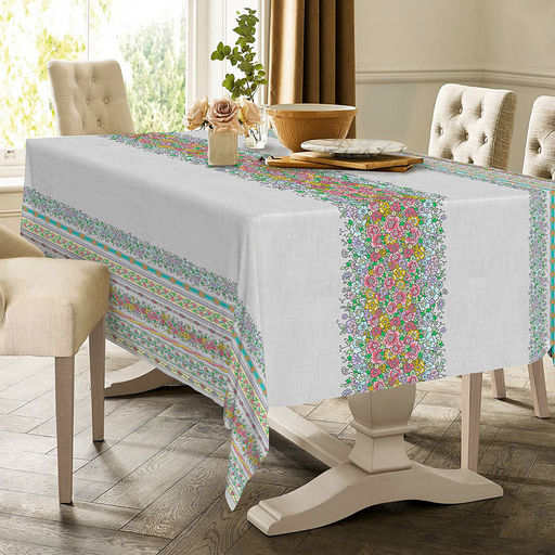 "Цветочные узоры" Скатерть 180х145см, длина стола до 140см, на 6 персон, хлопок "Премиум" 186г/м2, "Домашняя мода" (Россия)