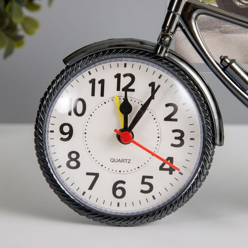 Фоторамка для фото 10×15 см с часами «Велосипед», пластик, 18×22 см