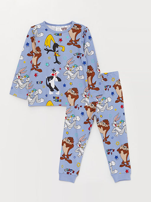 Bisiklet Yaka Looney Tunes Bask?l? Erkek Bebek Pijama Tak?m? - Waikiki фото 3