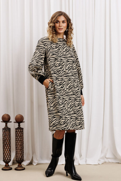 Платье Gizart 7385/1 бежево-черный тигр