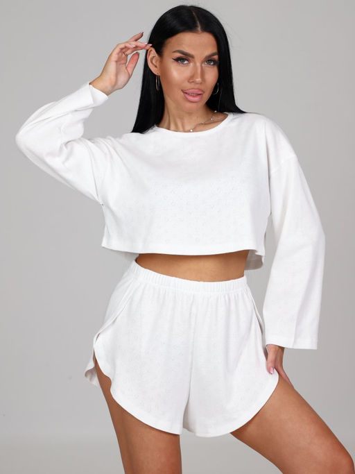 45 ПИЖАМА ЖЕНСКАЯ (шорты) (Белый) - А-дина фото 2