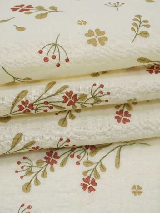 Муслин двухслойный с эф.жатости Весенний миг (терракотовые цветочки), ш.1.4м, хл-100%, 120гр/м.кв - Купава фото 9