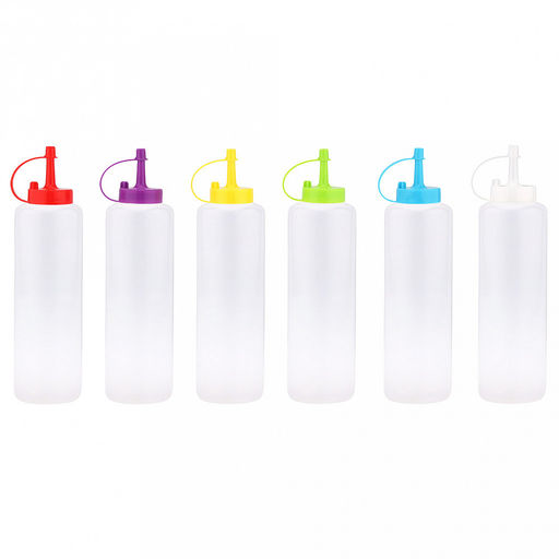 Бутылка для масла и соуса пластмассовая 470мл, д6см h22см, цветная пластмассовая крышка с колпачком в ассортименте: белый, желтый, салатовый, красный, сиреневый, бирюзовый (Китай) - Домашняя мода фото 7