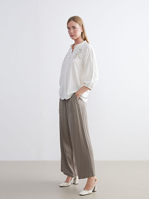 Beli Lastikli Dokulu Kad?n Pantolon