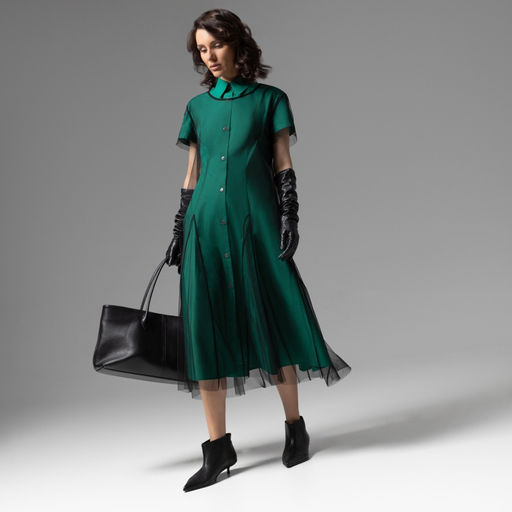 Платье-рубашка с накидкой из сетки, Стильное самообладание ( 2 в 1) - Charutti фото 2