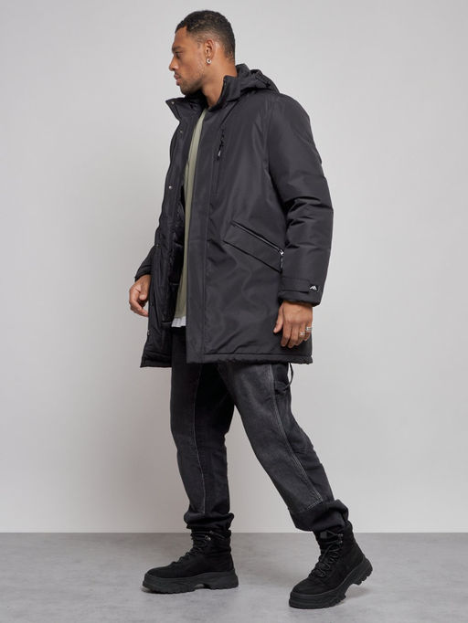 Парка мужская зимняя удлиненная молодежная черного цвета 8302Ch - Wonderrman фото 3