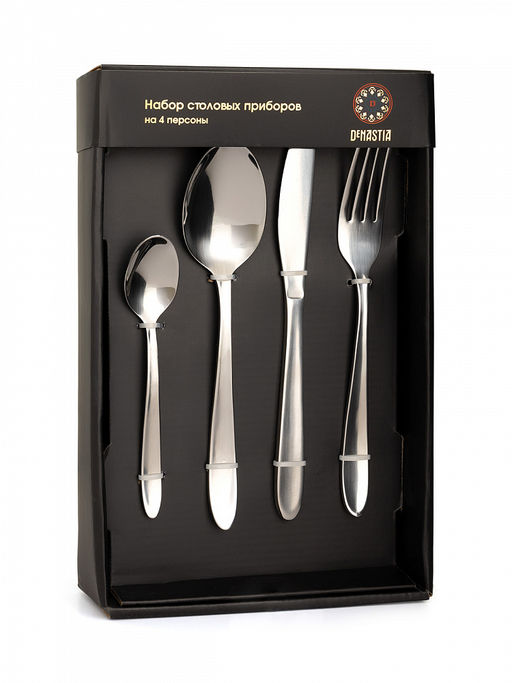 Набор столовых приборов 16 шт. серебро нержавеющая сталь - Lucky фото 2