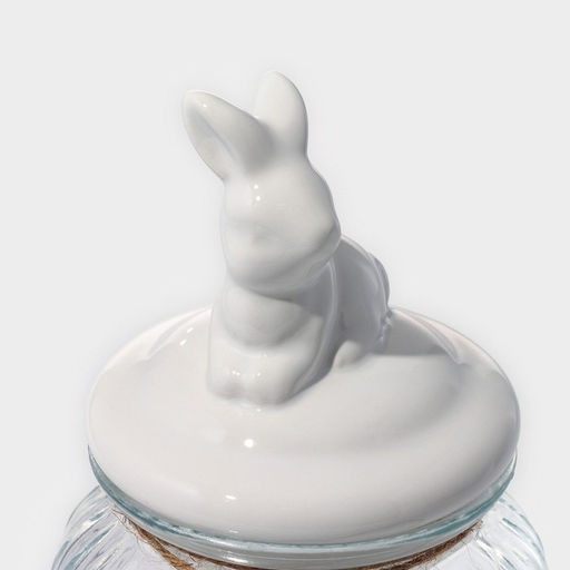 Банка для сыпучих Зайка, 950 мл, с керамической крышкой, стекло, прозрачная - Simaland фото 3