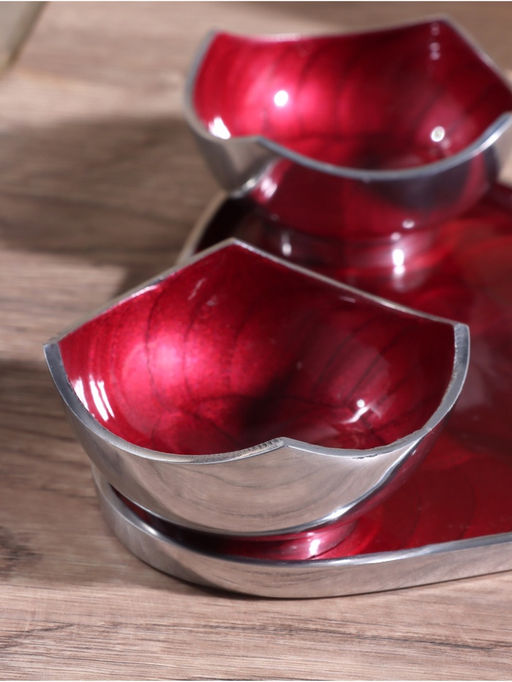 Менажница Бэнкс (набор 3 шт) 7х7х4 см, на подносе, алюминий, цв. красный - Simaland фото 3