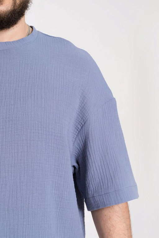 Футболка М123008в Серо-голубой - Елена фото 5