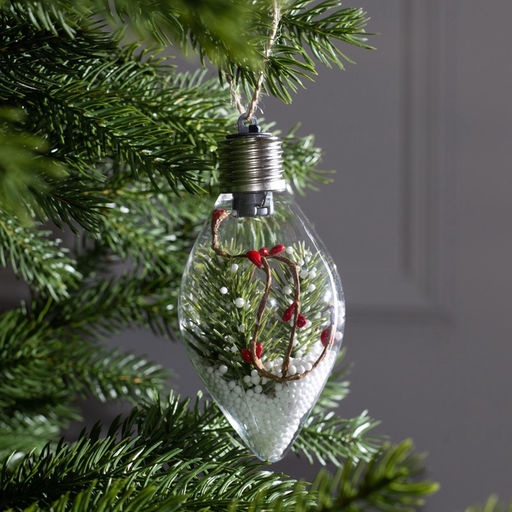 Ёлочный шар «Ветка ели», 5 LED, от батареек, свечение белое