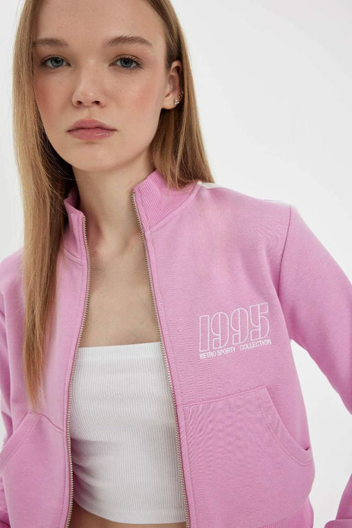 Толстовка на молнии с крутым приталенным принтом - Defacto фото 8