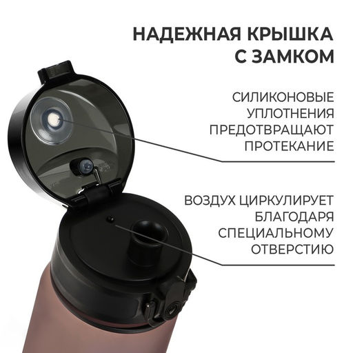 Бутылка спортивная для воды ONLYTOP Fitness, 500 мл, серая