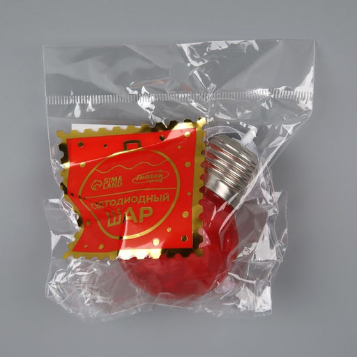 Ёлочный шар Зимний узор красный, d=5 см, 1 LED, от батареек AG13x3, свечение тёплое белое - Luazon lighting фото 4